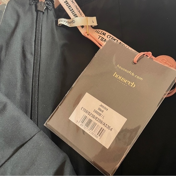 NEW! House of CB- Jemima Black Pin Tuck Pleated Mini Dress Size Large Ruffles - Picture 9 of 10